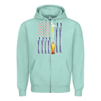 Seafoam American Flag Beer Zipper Hoodie - Bettercallsaul