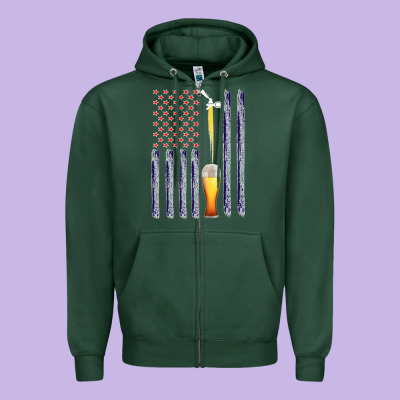 American Flag Beer Zipper Hoodie Designed By Bettercallsaul