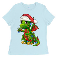 Baby Blue Christmas Cute Dragon Ladies Tee - FaDigitalArtStudio