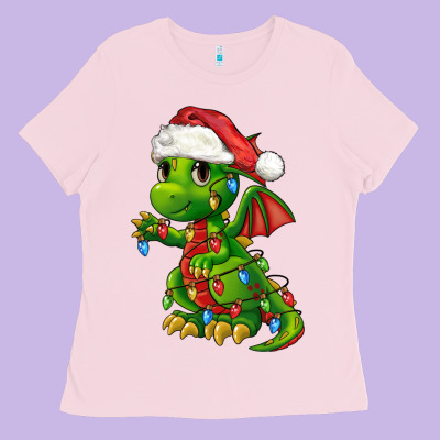 Christmas Cute Dragon Ladies Tee Designed By Fadigitalartstudio