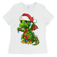 White Christmas Cute Dragon Ladies Tee - FaDigitalArtStudio