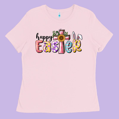 Happy Easter With Cross Ladies Tee Designed By Ranaportraitstore