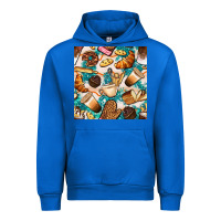 Bakery Coffee Cups Cookie And Donut With Turquoise Glitter Seamless Pa Urban Hoodie | Teevron