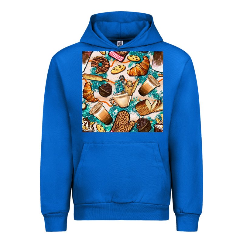 Bakery Coffee Cups Cookie And Donut With Turquoise Glitter Seamless Pa Urban Hoodie by BundleAndBundleShop | Teevron