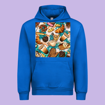 Bakery Coffee Cups Cookie And Donut With Turquoise Glitter Seamless Pa Urban Hoodie Designed By Bundleandbundleshop