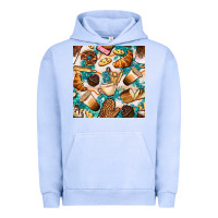 Pigment Grape Ice bakery coffee cups cookie and donut with turquoise glitter seamless pa Urban Hoodie - BundleAndBundleShop