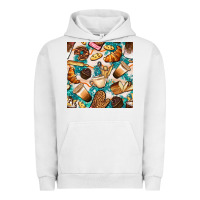 Pigment Lunar Rock bakery coffee cups cookie and donut with turquoise glitter seamless pa Urban Hoodie - BundleAndBundleShop