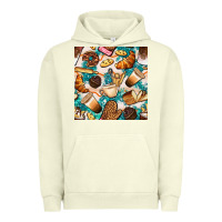 Pigment Pistachio bakery coffee cups cookie and donut with turquoise glitter seamless pa Urban Hoodie - BundleAndBundleShop