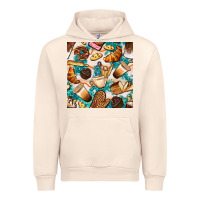 Sandshell bakery coffee cups cookie and donut with turquoise glitter seamless pa Urban Hoodie - BundleAndBundleShop