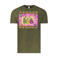 Vintage Olive mardi gras bead dogs Vintage Tee - MaliasSmallBusiness