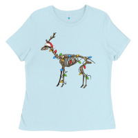 Baby Blue christmas deer skeleton Ladies Tee - FaDigitalArtStudio