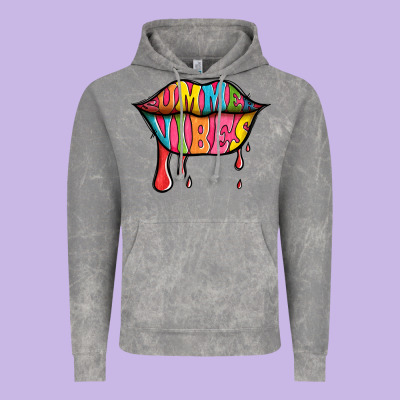 Summer Vibes Lips Vintage Hoodie Designed By Jasminsmagicworld