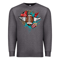 Charcoal Heather Football ball leopard glitter Premium Sweatshirt - HowdyJamesFarm