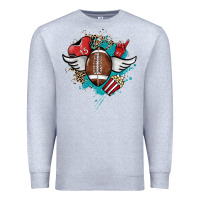 Heather Grey Football ball leopard glitter Premium Sweatshirt - HowdyJamesFarm