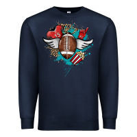 Navy Football ball leopard glitter Premium Sweatshirt - HowdyJamesFarm