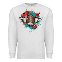 Oatmeal Heather Football ball leopard glitter Premium Sweatshirt - HowdyJamesFarm