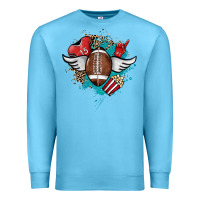 Ocean Blue Football ball leopard glitter Premium Sweatshirt - HowdyJamesFarm