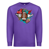 Purple Football ball leopard glitter Premium Sweatshirt - HowdyJamesFarm