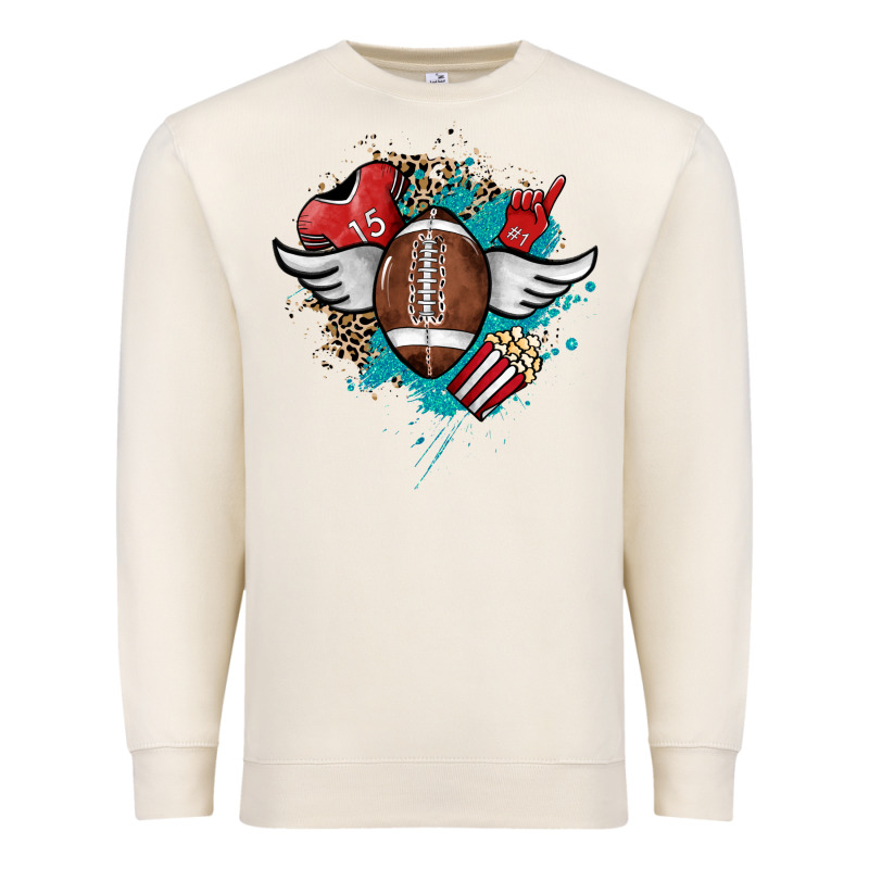 Football Ball Leopard Glitter Premium Sweatshirt by HowdyJamesFarm | Teevron