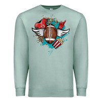 Seafoam Football ball leopard glitter Premium Sweatshirt - HowdyJamesFarm