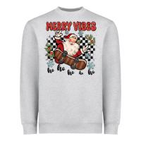 Heather Grey merry vibes ho ho ho Heavyweight Sweatshirt - MaliasSmallBusiness
