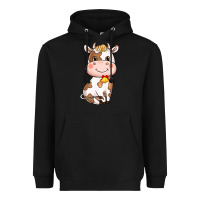 Black Cartoon Cow Heavyweight Hoodie - HowdyJamesFarm