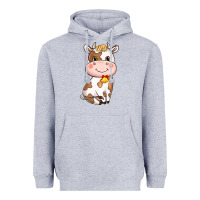 Heather Grey Cartoon Cow Heavyweight Hoodie - HowdyJamesFarm