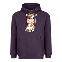 Plum Cartoon Cow Heavyweight Hoodie - HowdyJamesFarm