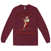 Burgundy cowgirl christmas Long Sleeve Tee - MaliasSmallBusiness