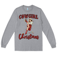 Heather Grey cowgirl christmas Long Sleeve Tee - MaliasSmallBusiness