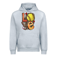 Heather Grey love softball Urban Hoodie - FaDigitalArtStudio