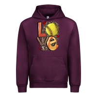Mauve Wine love softball Urban Hoodie - FaDigitalArtStudio