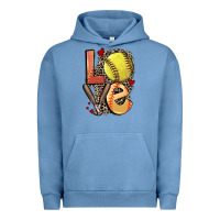 Pigment Pebble Blue love softball Urban Hoodie - FaDigitalArtStudio