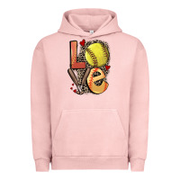 Pigment Salmon love softball Urban Hoodie - FaDigitalArtStudio