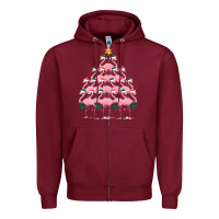 Burgundy Christmas Tree Flamingo Zipper Hoodie - Bettercallsaul