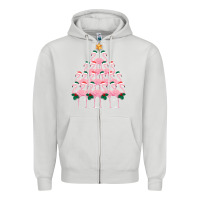 Dove Grey Christmas Tree Flamingo Zipper Hoodie - Bettercallsaul