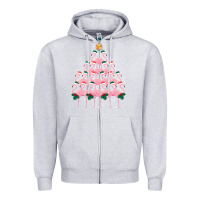Heather Grey Christmas Tree Flamingo Zipper Hoodie - Bettercallsaul
