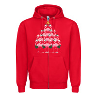 Red Christmas Tree Flamingo Zipper Hoodie - Bettercallsaul