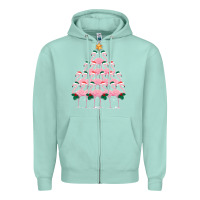 Seafoam Christmas Tree Flamingo Zipper Hoodie - Bettercallsaul