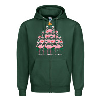 Sports Green Christmas Tree Flamingo Zipper Hoodie - Bettercallsaul