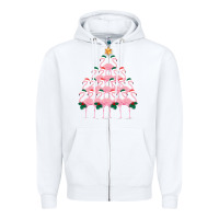 White Christmas Tree Flamingo Zipper Hoodie - Bettercallsaul