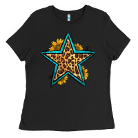 Black western leopard star Ladies Tee - HRA Design Shop