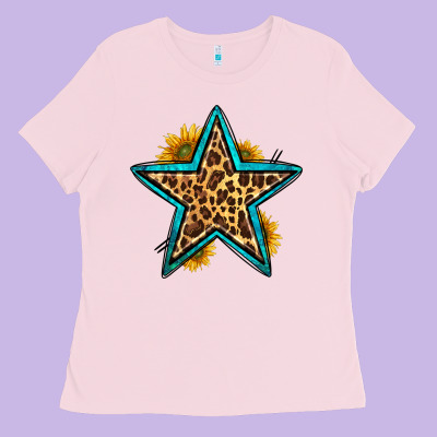 Western Leopard Star Ladies Tee Designed By Hra Design Shop