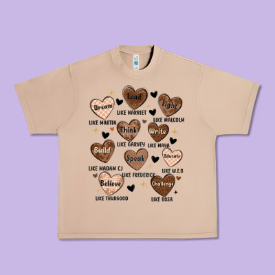 Black History Month Hearts Urban Heavy Tee Designed By Maliassmallbusiness