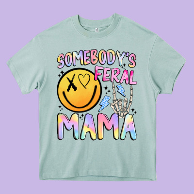 Somebody's Feral Mama Heavy Core Tee Designed By Jahusdesignshop