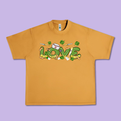 St Patricks Love Nurse Urban Heavy Tee Designed By Maliassmallbusiness