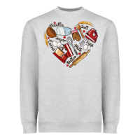 Heather Grey bake tools hearts Heavyweight Sweatshirt - NancyCooperArtShop