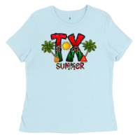 Baby Blue texas summer Ladies Tee - CowhideDigitalArt