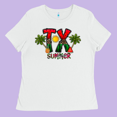 Texas Summer Ladies Tee Designed By Cowhidedigitalart