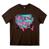 Chocolate Brown fuck cancer Heavy Core Tee - AdoDesignShop